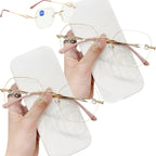 Women's Diamond Rimless Anti-Blue Light Presbyopia Glasses, Sparkling Frameless Reading Glasses with Case