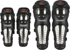 GES Knee Pads Motorcycle - 4Pcs Adults Alloy Steel Motorcycle ATV Motocross Elbow Shin Guards Protector Motocross Racing/Adult Knee (Long)