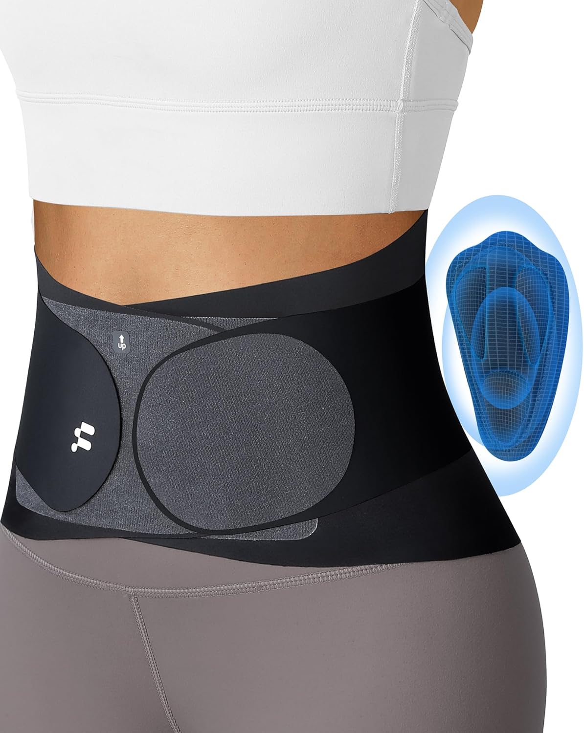 0.5mm Ultra Thin Back Brace with 3D Lumbar Pad, Seamless Yoga Fabric, Lightweight Back Brace for Women Men, Lower Back Pain, Sciatica, Posture, Back Support for Wearing Under Clothes, FSA Eligible