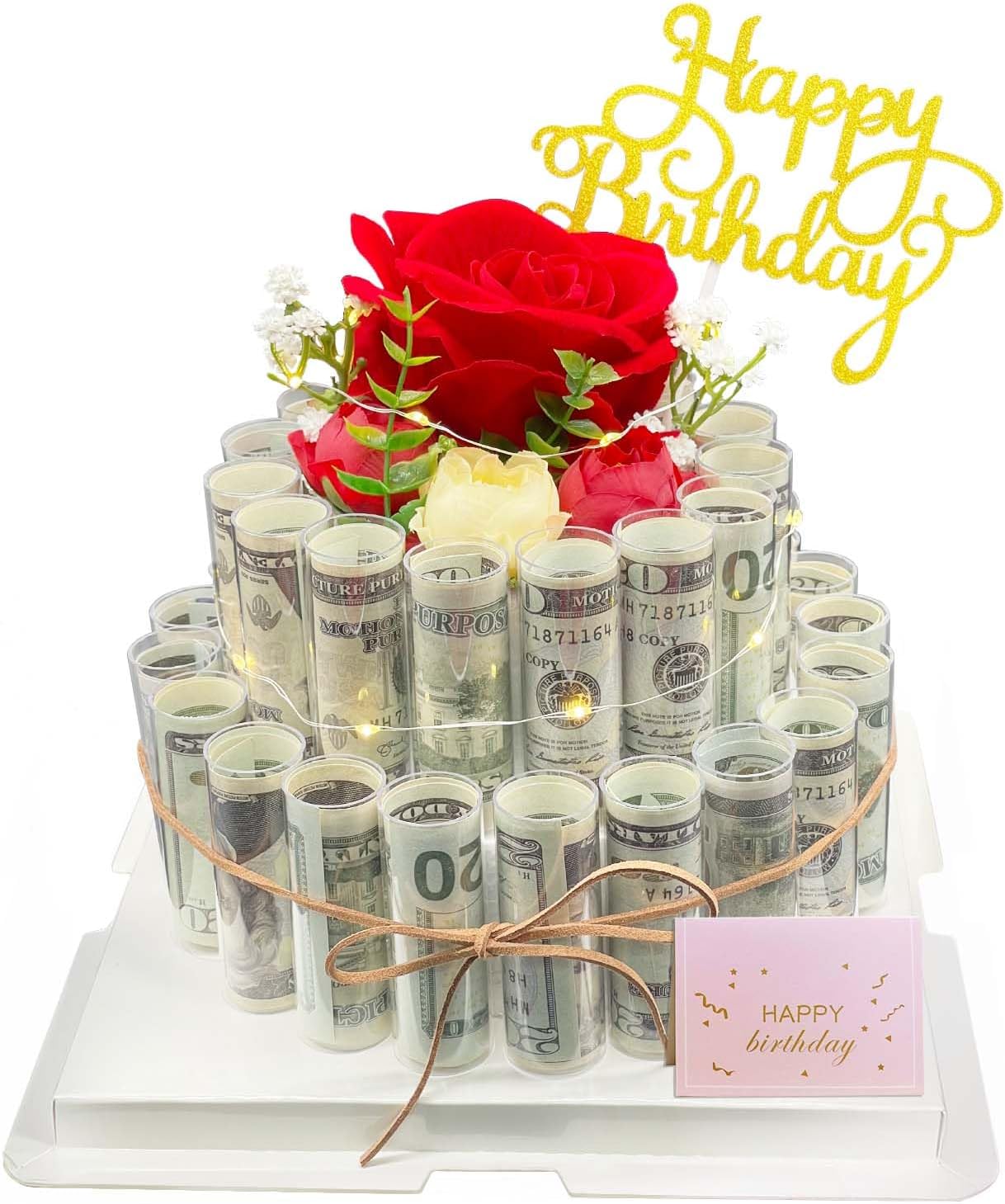 Gifting Cash Gift Boxes,Happy Birthday Day Money Gift Box,Money Flower Cake Fake Cake Gift Box，DIY Set Surprise Birthday Gift Box，for Birthday/Christmas/Valentine's Day Unique Surprise Gift