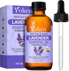 Yoken Lavender Essential Oil, 4 fl oz, Steam Distilled, Concentrated Formula with Soft Balanced Aroma, Without Added Fragrance