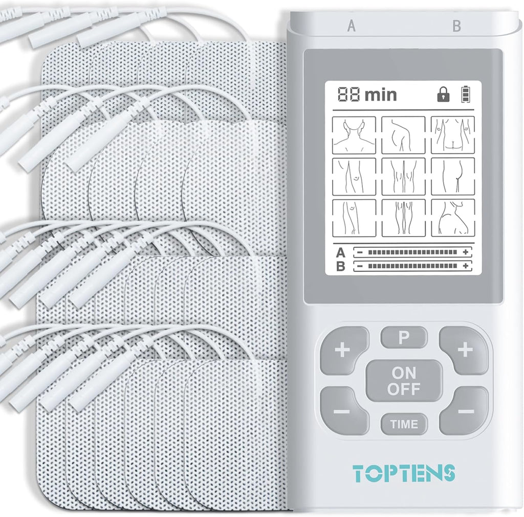 Dual Channel TENS Unit Muscle Stimulator Machine，9 Modes with 20pcs Premium Electrode Pads for Pain Relief