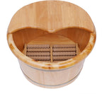 Solid Wood Foot Tub for Soaking, Massage and Relaxation - Wooden Foot Bath Bucket with Massage Roller and Lid, Thicken Feet Spa Barrel Kit