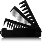 Tyqour Protable Pocket Comb for Men, 3 In 1 Folding Comb, Fine Tooth and Wide Tooth Small Combs for Everyday Grooming, Combing Hair, Beards and Mustaches (Black, Plastic)