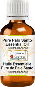 Greenwood Essential Palo Santo Essential Oil (Bursera graveolens) Pure | Non-Sticky | Non-Greasy | Lightweight | Men & Women | All Skin Types | Steam Distilled 30ml (1 oz)