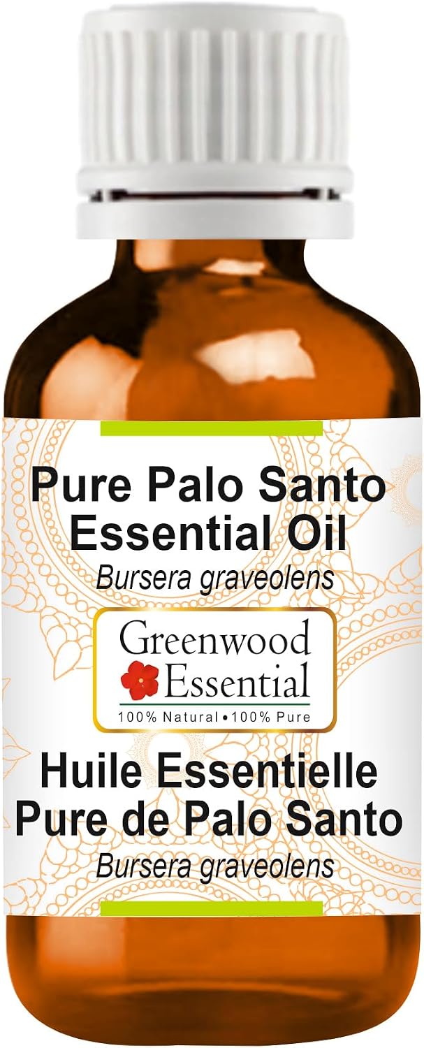 Greenwood Essential Palo Santo Essential Oil (Bursera graveolens) Pure | Non-Sticky | Non-Greasy | Lightweight | Men & Women | All Skin Types | Steam Distilled 30ml (1 oz)