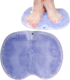 YVPSI Shower Foot & Back Scrubber, Wall Mounted Massage Pad, Silicone Bath Massage Cushion Brush with Suction Cups for Body Scrubber Improve Foot Circulation & Soothes Tired Feet (Blue)
