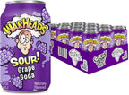Sour Fruity Soda with Classic Warheads Flavors – Perfectly Balanced Sweet and Sour Soda - Warheads Candy Throwback Treat, Soda, Cocktail Mixer, Pack of 12, 12oz Cans (Grape)