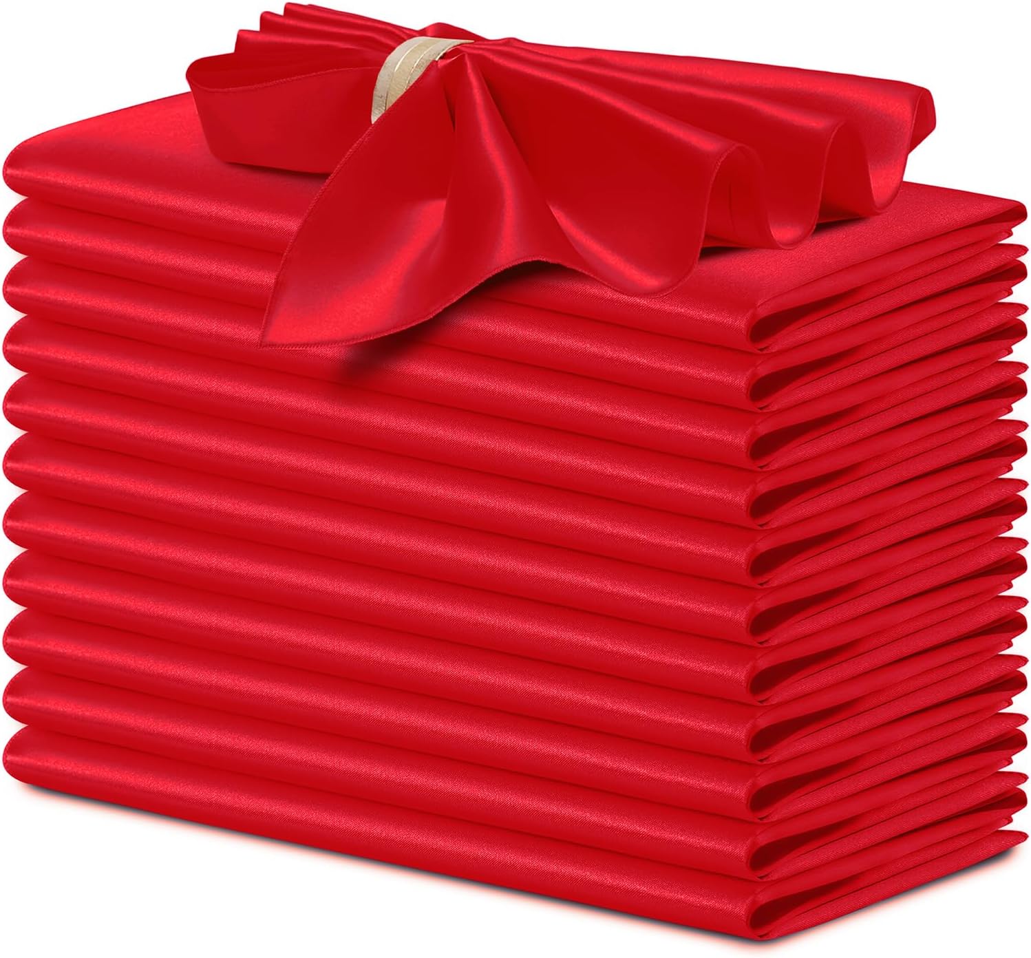 P Pothuiny 12 Pcs Silky Red Satin Napkins 17 x 17 Inches, Square Smooth Wedding Dinner Napkins Satin Cloth Napkins Table Napkins for Banquet Party Restaurant Decor, Thanksgiving, Christmas