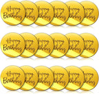 Acrylic Cake Disc, BENBO 18 Pieces Happy Birthday Cake Disc Mirror Acrylic Cupcake Toppers Mini Round Golden Birthday Engraved Topper Charms for Birthday Party DIY Cupcake Decoration