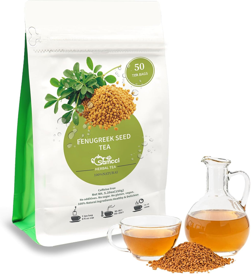 Samcci - Fenugreek Seed Tea Bags, 50 Teabags, 3g/bag - Natural Healthy Fenugreek Methi Seeds Herbal Tea - Non-GMO - Caffeine-free - Support Digestion & Improve Heart Health