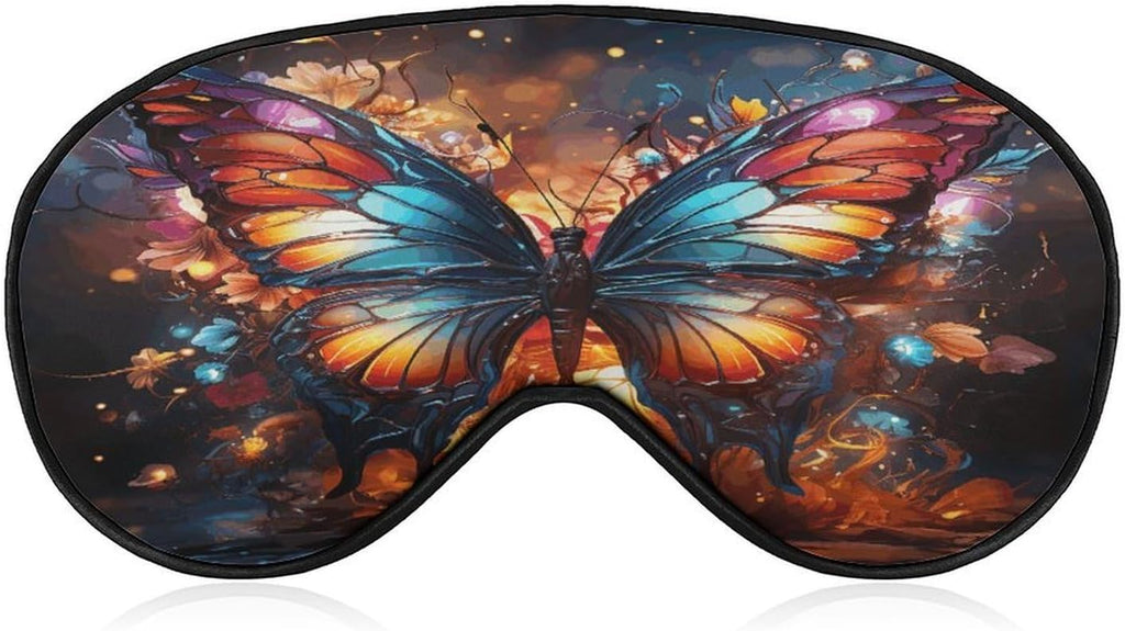 Colorful Butterflies Sleep Mask Block Light Eye Sleep Shade Cover Comfortable Lightweight Sleeping Blindfold Soft Breathable Night Eye Cover Adjustable Band Eye Mask for Men Women
