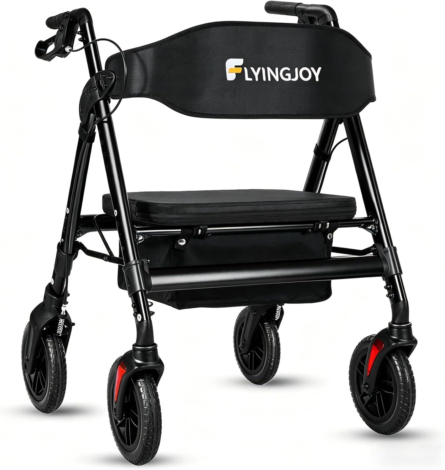 Walkers for Seniors with Seat,450Lbs Rolling Walker, 22" Extra-Wide Heavy-Duty All-Terrain Rollator Walker with Adjustable Height,Ergonomic Breathable Seat,Storage Bag,Foldable Mobility Aid For Adults