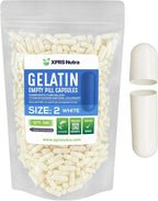 XPRS Nutra Size 2 Empty Capsules - 500 Count Empty Gelatin Capsules - Pills DIY Capsule Filling - Pure Bovine Pill Gel Caps for Do-It-Yourself Supplements (White)