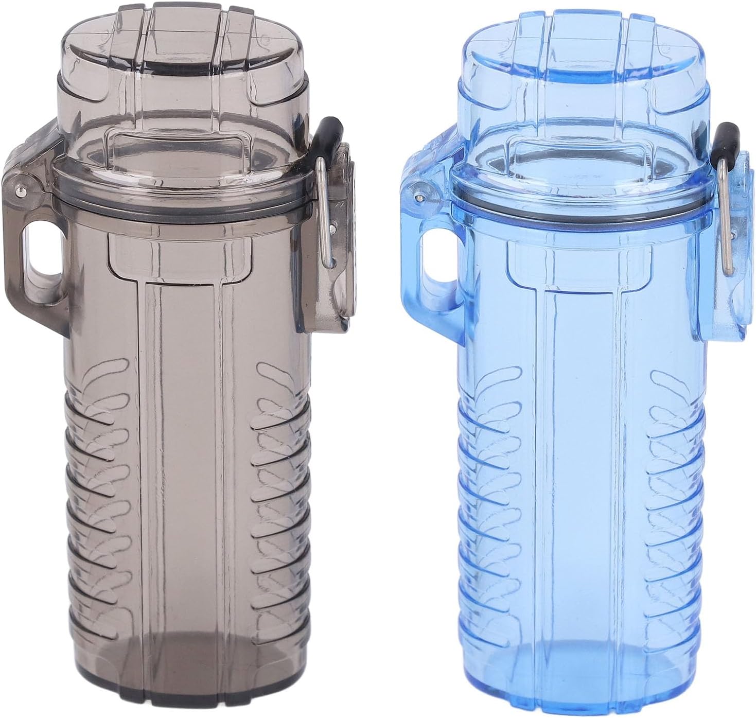 Pwshymi Water Proof Portable Compact Key Protective Case for Outdoor Activities Pocket Box for Hiking Camping Travel, 2Pcs (Black and Blue)