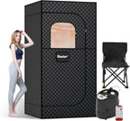 Sauna Box - Portable Sauna for Home with Upgraded 3L 1500W Steamer, Folding Chair and Non-Slip Mat for Relaxation Spa, 5-Layer Waterproof and Insulated Steam Tent, 3x3x6ft, Larger (Black)