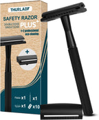 Safety Razors for Men, Reusable Metal Razor, with 10 Double Edge Blades, Smooth Close Gentle Shave, Plastic Free, Matte Black