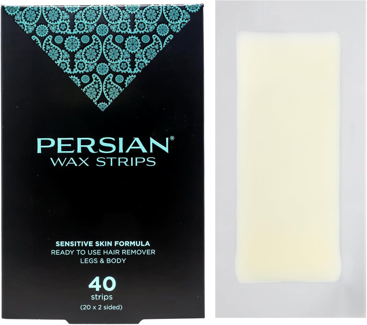 Persian Legs & Body Wax Strips (40 strips), Hair Removal Waxing Strips for Legs, Body, Bikini, Arms, Underarms with After care Oil, Pack of 1 (CSB)