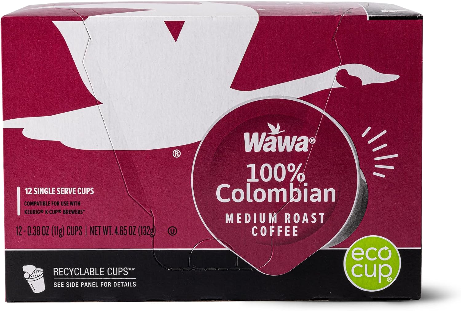 Wawa Colombian Medium Roast Single Cup Coffee Pods, 12 Pods, 1 Box, Medium Bodied Blend, Chocolate & Fruit Notes, Single Serve, 100% More Responsibly Sourced from Rainforest Alliance Certified Farms