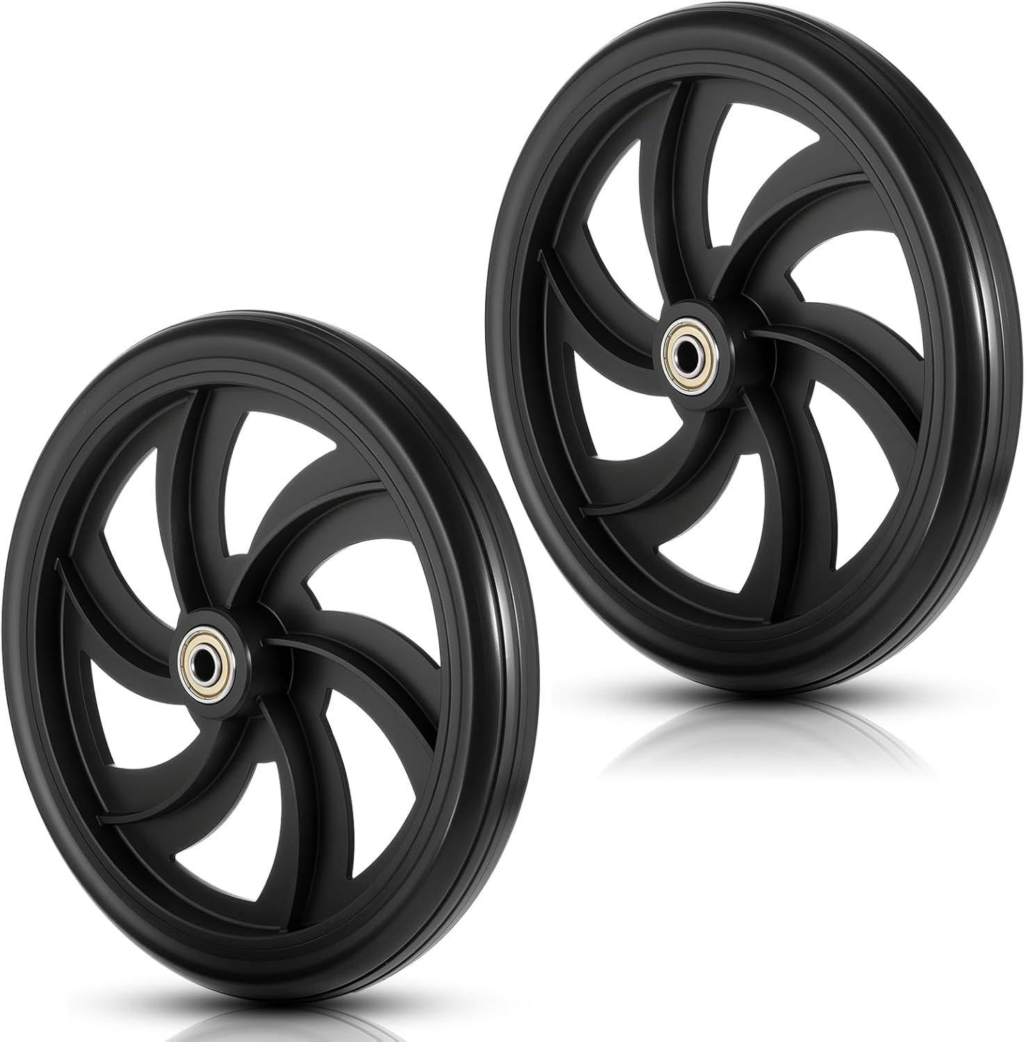 2 Pcs Replacement Wheelchair Wheels for Walkers Rollator Walker Pair of 7.5-Inch Replacement-Wheels Wheelchair Front Wheels Anti Slip Walker Rubber Replacement for Adults, Seniors