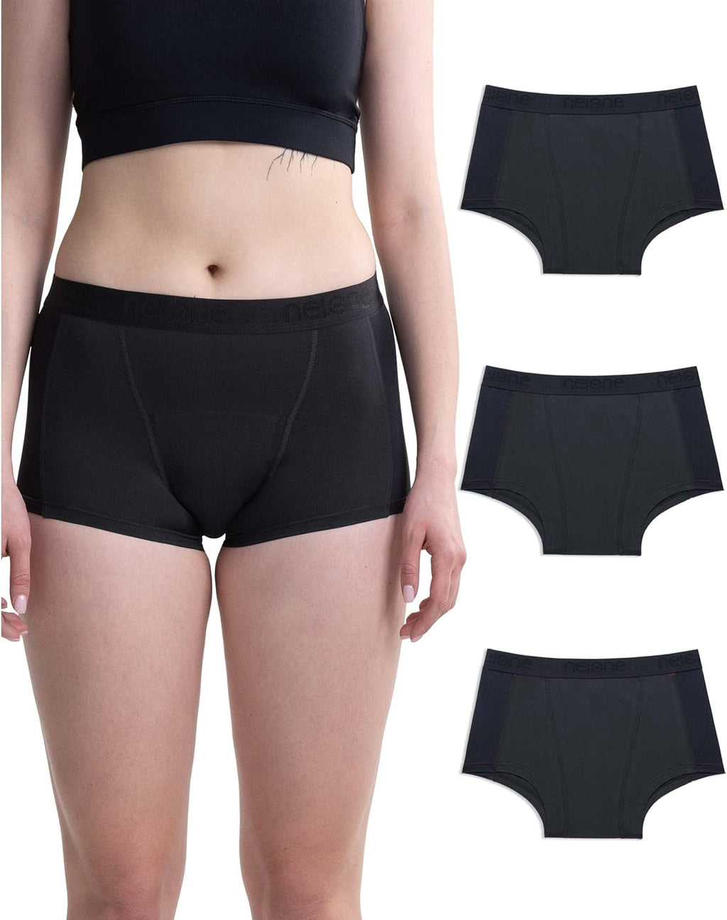 Neione Women Period Underwear Heavy Flow Cotton High-Waisted Sleep Boyshort Menstrual Panties Holds 5 Tampons