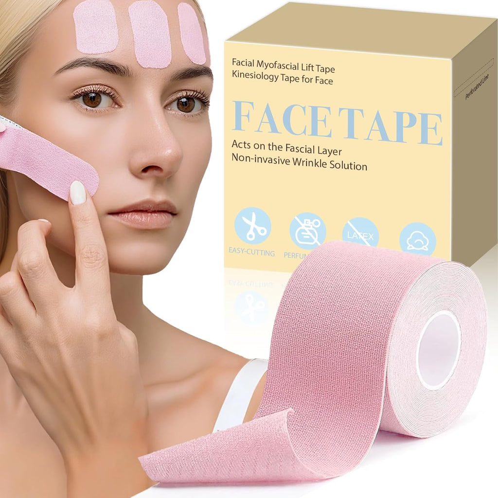 Face Tape, Face Lifting Tape for Wrinkle, Wrinkle Tape for Face, Kinesiology Tape for Face, Anti-Wrinkle Tape Facial Myofascial Lift Tape, Facial Tapes for Wrinkles Overnight 5cm*5m