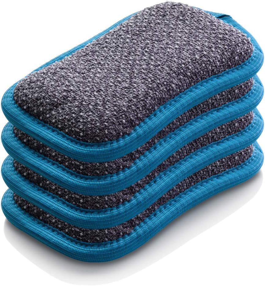 E-Cloth Washing Up Scrub Pad - Microfiber Sponge for Cleaning, Reusable Kitchen Sponge for Dishes & Sink, Non Scratch, Multi Purpose Scrubber, Machine Washable - 4 Pack