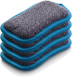 E-Cloth Washing Up Scrub Pad - Microfiber Sponge for Cleaning, Reusable Kitchen Sponge for Dishes & Sink, Non Scratch, Multi Purpose Scrubber, Machine Washable - 4 Pack