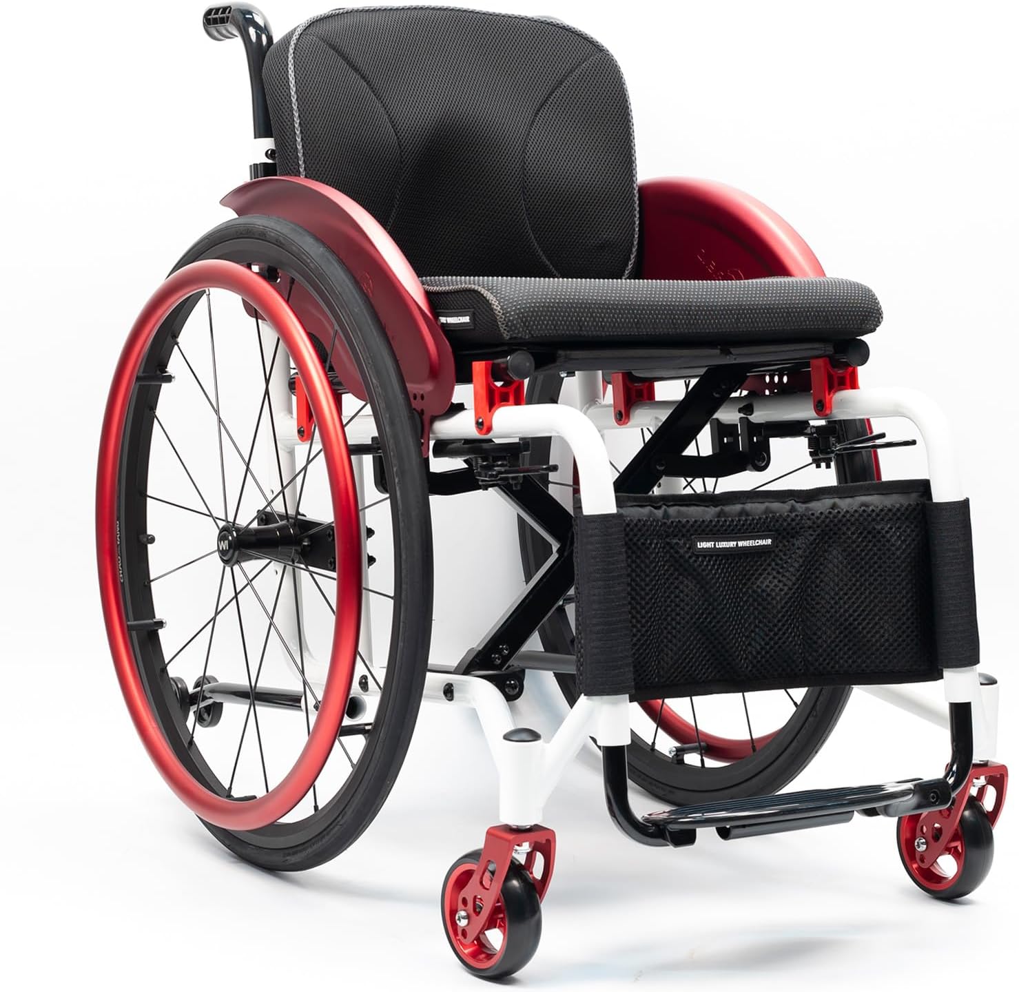 Sports Wheelchair for Adult, Lightweight Sports Folding Wheelchair,Self-propelled Manual Chair with Anti-Tipper, Transport Wheelchair,Aluminum,24” Rear Wheels(Seat Width 38cm/15in,A)