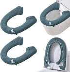 2 Packs Toilet Seat Cover, Plush Warm Bathroom Toilet Seat Cushion with Snaps Fixed Washable and Reusable Toilet Seat Lid Cover Pads, Fits Most Toilet Seats, Teal