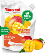 Mazzoni - Mango Puree, Juice, 100% Pure Mango Lassi, Just Fruit, Nectar, No Sugar Added, 2.2 lbs (35.2 oz) Real Fruit Mixer for Cocktails, Drinks, Smoothies, Convenient Pouch, Made in Italy