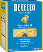 De Cecco Rigatoni No. 24 Pasta, 16 Oz, Authentic, Slow Dried, Made with Semolina and Durum Wheat, Versatile Pasta for Sauces & Recipes, Made in Italy