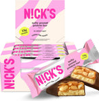 NICKS Protein Bars Salty Peanut Chocolate – 12-Count Box | 15g protein | 200 calories | Protein-Packed Snack, Low Calories, Low Carbs, Keto Friendly, No Added Sugar