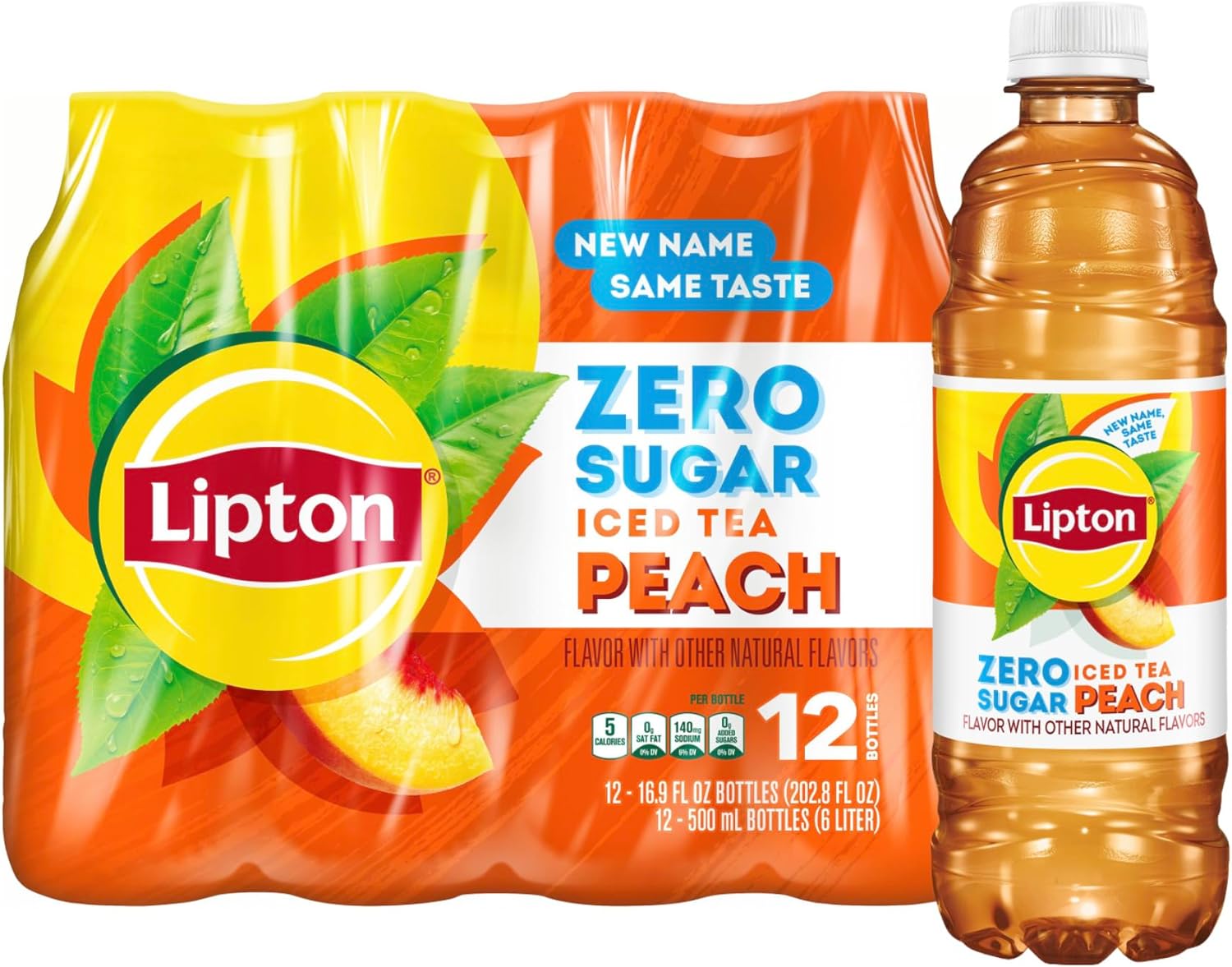 Lipton Diet Peach Iced Tea, 16.9 Fl Oz Bottles (Pack of 12)
