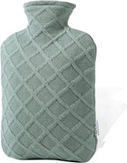 FORICOM Hot Water Bottle with Cover,Hot Water Bag for Pain Relief 2Liter,Heating Pad,Hand Warmer,Warming Bed.Classic.BPA Free,Close-Match(Green)