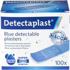 Detectaplast Blue bandaids Premium, Metal detectable and Waterproof bandaids, Essential for Catering First aid kit in Food handling environments, Kitchen aid, 0,98 x 2,83 inches, 100 Strips