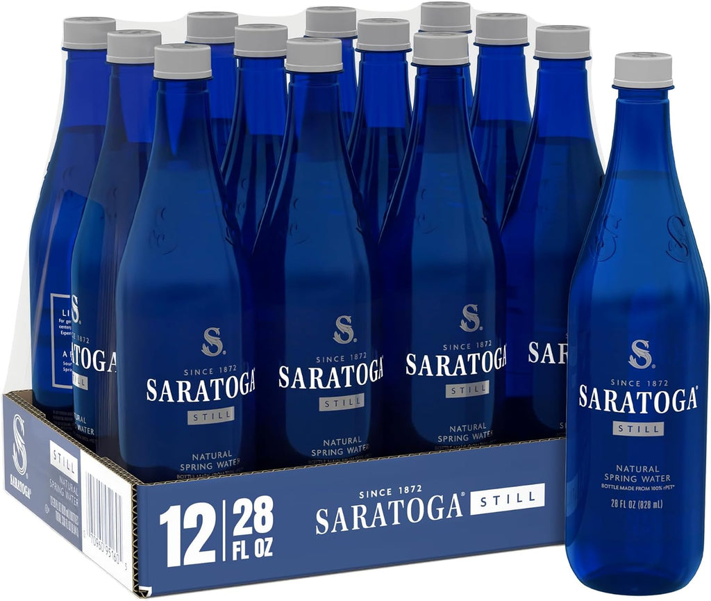 Saratoga Spring Water Bottles, 12 Pack – Still Bottled Water – Recycled PET Plastic Bottles – 28 Fl Oz