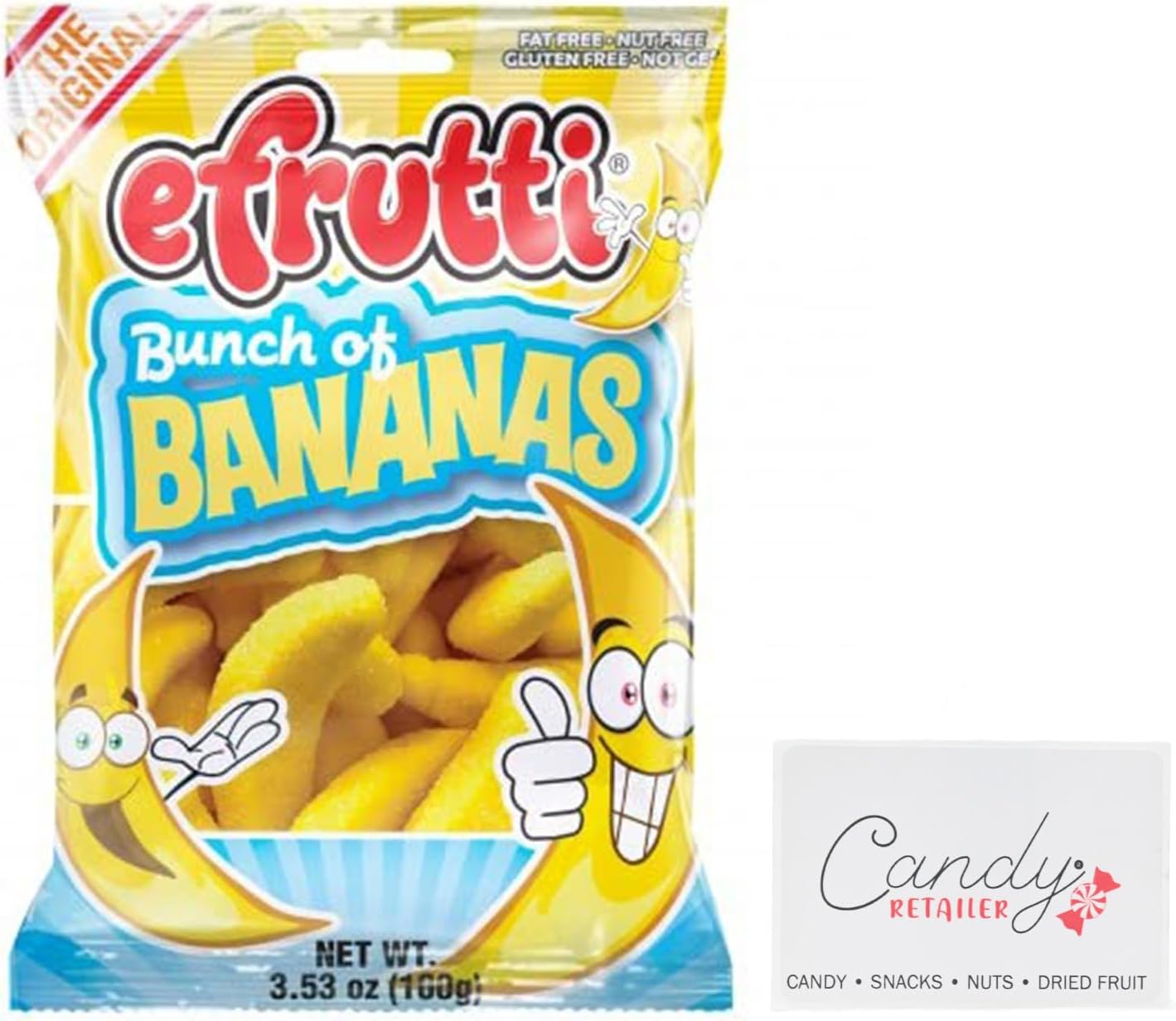 eFrutti Gummi Candy 3.5oz Bags (Bunch of Bananas) | With Candy Retailer Sticker