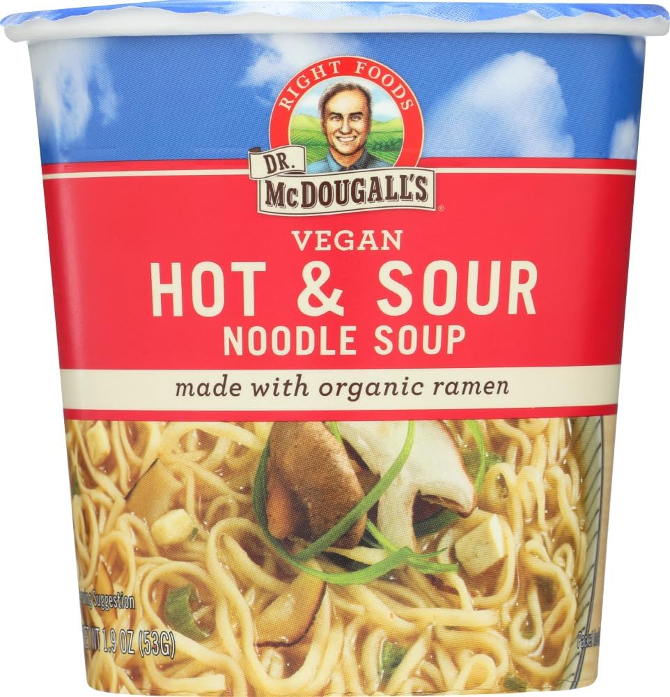 Dr. McDougall's Right Foods Vegan Hot and Sour Ramen, 1.9 Ounce Cups (Pack of 6)