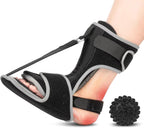 Plantar Fasciitis Night Splint with Massage Ball for Plantar Fasciitis Relief, Comfortable Plantar Fasciitis Brace for Achilles Tendonitis Heal Spur Foot-drop Flat-arch, Free Size for Men and Women - Black