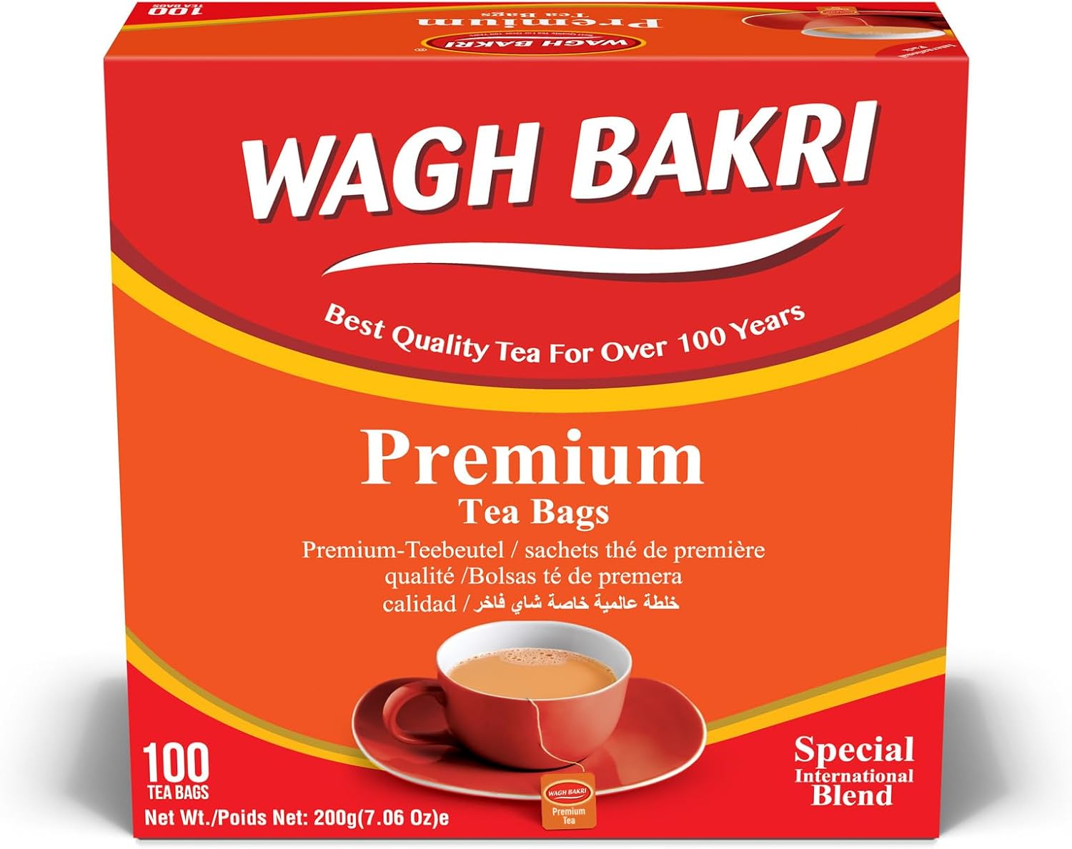 Wagh Bakri Premium Tea Bags, 100 Tea Bags of Special International Blend, 200grams