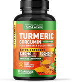 Built by Nature Turmeric Curcumin 2250mg – 95% Curcuminoids with Ginger & Black Pepper for High Absorption – Extra Strength Joint Support – Non-GMO, Vegan - 90 Capsules