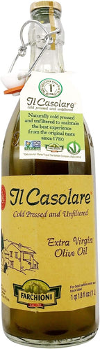Farchioni Il Casolare Unfiltered Extra Virgin Olive Oil 33.8 oz – Cold Pressed, Unfiltered, Rustic Italian Flavor – Made from 100% Italian Olives – First Cold Press