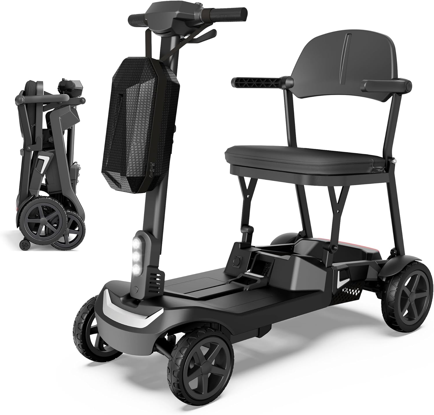 Lightweight Mobility Scooter for Seniors & Adults - 37.5 lb Dual Lithium Batteries 24.8 Miles Range, Cruise & Airline Approved, Foldable Portable Travel Motorized Scooter, No Tools Needed, Black