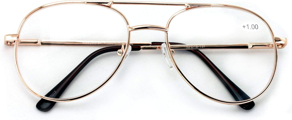 V.W.E. Classic Metal Reading Glasses - Spring Hinge Tear Drop Reader