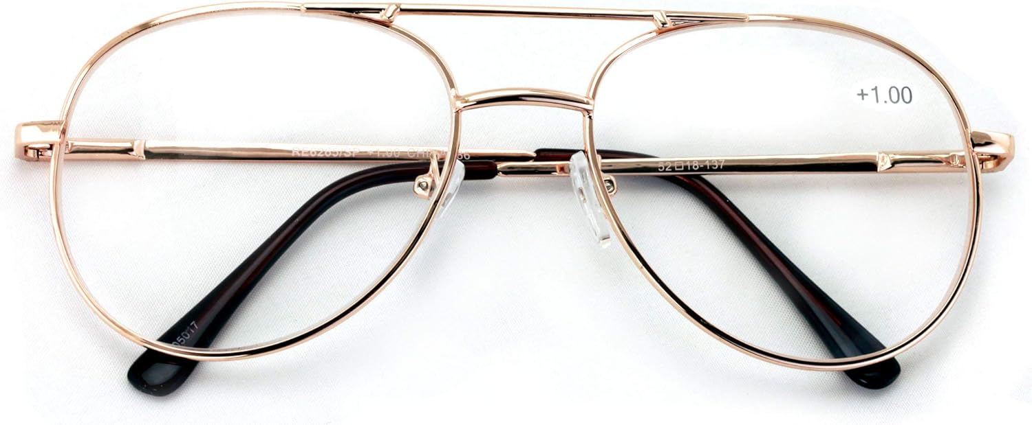V.W.E. Classic Metal Reading Glasses - Spring Hinge Tear Drop Reader