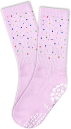 3 Pairs Cute Pilates Grip Socks for Women Bling Glitter Rhinestone Crew Non Slip Grip Socks for Yoga, Barre,Barefoot