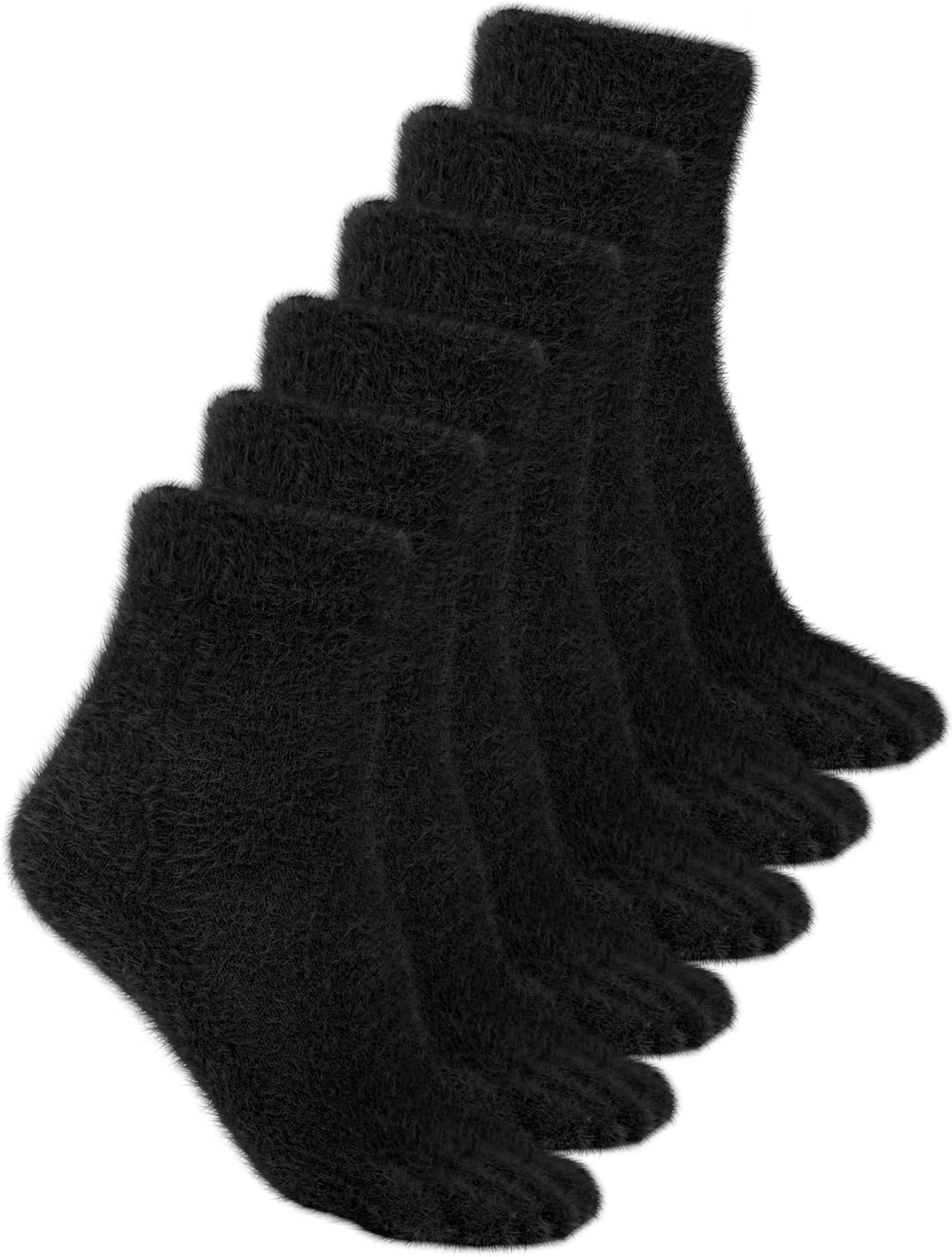 Bencailor 3 Pairs Women Fuzzy Toe Socks Womens Soft Fuzzy Plush Warm Fluffy Winter Home Slipper Socks for Women Men, Size 5-9