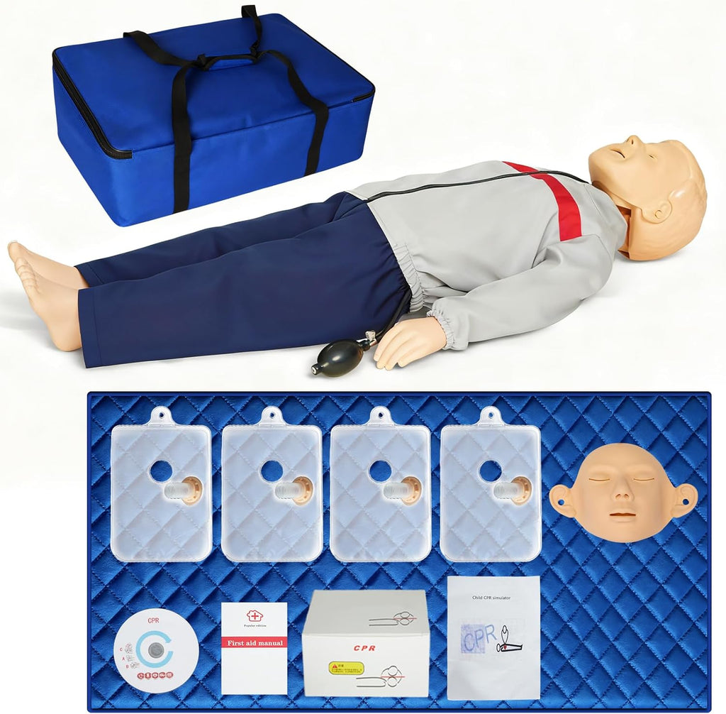 Children 37.4" CPR Manikins Training Kit, Full-Body CPR Mannequin for First Aid Training with Full Instruction Kit for Classroom, Nursing Practice, and Healthcare Research Centers