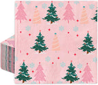JarThenaAMCS 100Pcs Christmas Paper Napkin Pink Green Xmas Tree Disposable Luncheon Napkin Seasonal Dinner Hand Napkin for Winter Holiday Wedding Birthday Baby Shower